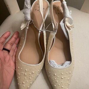 A New Day Women's Ivory Pearl Embellished Heels